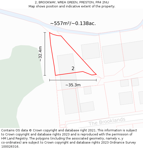 2, BROOKWAY, WREA GREEN, PRESTON, PR4 2NU: Plot and title map