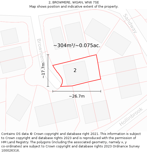 2, BROWMERE, WIGAN, WN6 7SE: Plot and title map