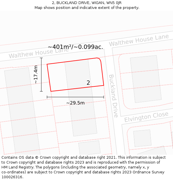 2, BUCKLAND DRIVE, WIGAN, WN5 0JR: Plot and title map