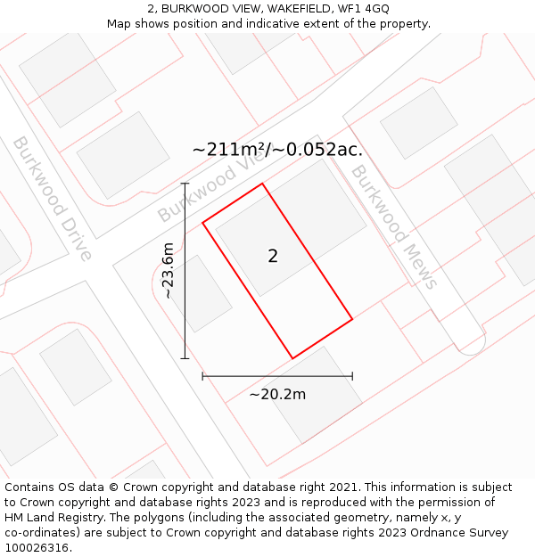 2, BURKWOOD VIEW, WAKEFIELD, WF1 4GQ: Plot and title map