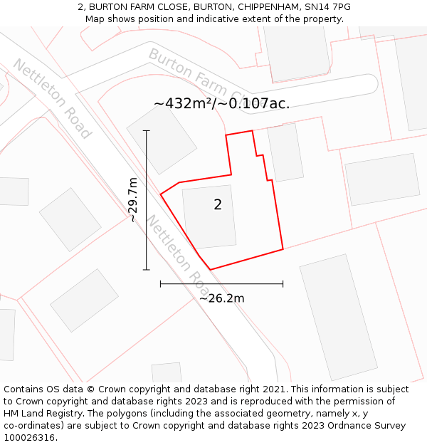 2, BURTON FARM CLOSE, BURTON, CHIPPENHAM, SN14 7PG: Plot and title map