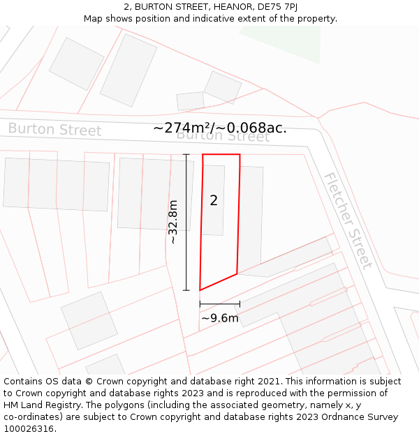 2, BURTON STREET, HEANOR, DE75 7PJ: Plot and title map