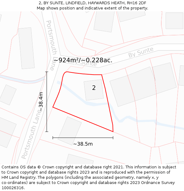 2, BY SUNTE, LINDFIELD, HAYWARDS HEATH, RH16 2DF: Plot and title map