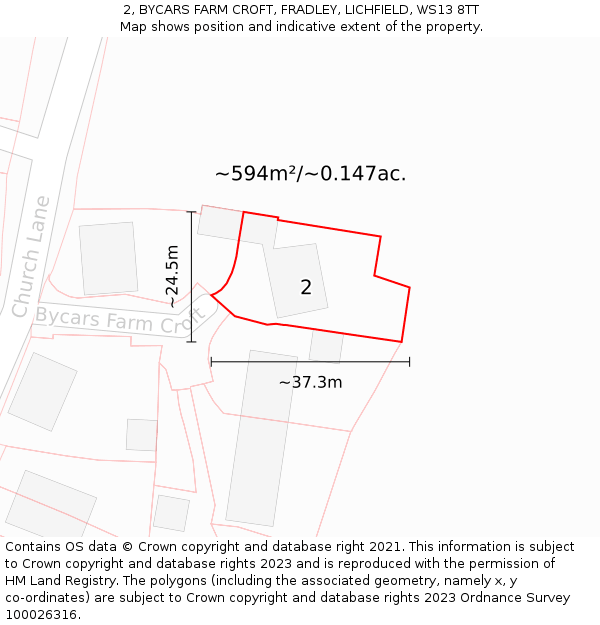 2, BYCARS FARM CROFT, FRADLEY, LICHFIELD, WS13 8TT: Plot and title map