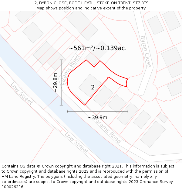 2, BYRON CLOSE, RODE HEATH, STOKE-ON-TRENT, ST7 3TS: Plot and title map