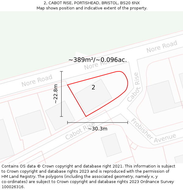 2, CABOT RISE, PORTISHEAD, BRISTOL, BS20 6NX: Plot and title map