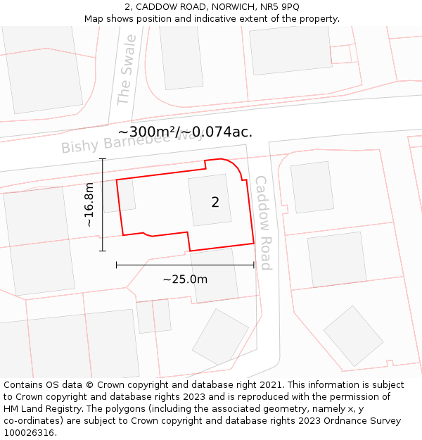 2, CADDOW ROAD, NORWICH, NR5 9PQ: Plot and title map