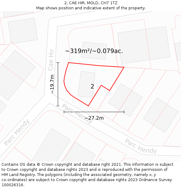 2, CAE HIR, MOLD, CH7 1TZ: Plot and title map