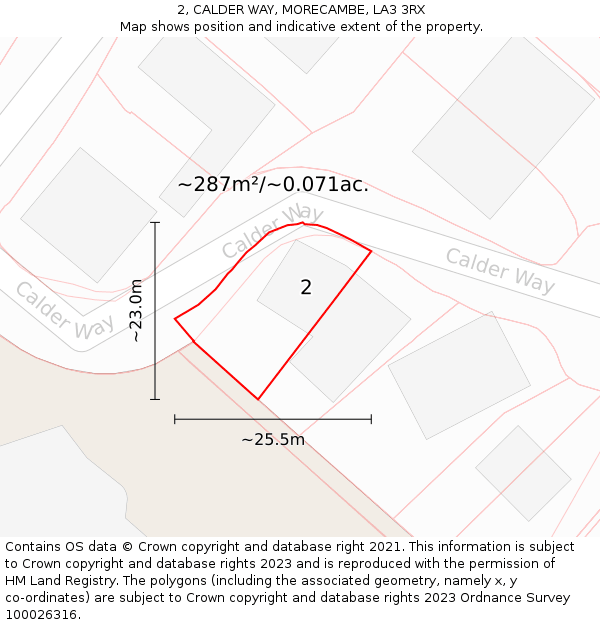 2, CALDER WAY, MORECAMBE, LA3 3RX: Plot and title map