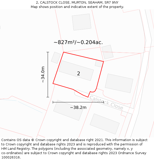 2, CALSTOCK CLOSE, MURTON, SEAHAM, SR7 9NY: Plot and title map