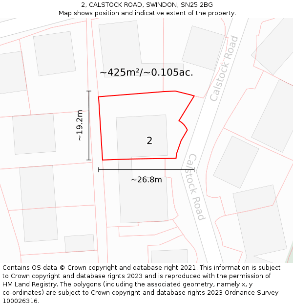 2, CALSTOCK ROAD, SWINDON, SN25 2BG: Plot and title map