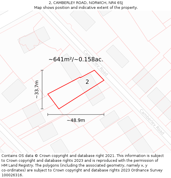 2, CAMBERLEY ROAD, NORWICH, NR4 6SJ: Plot and title map