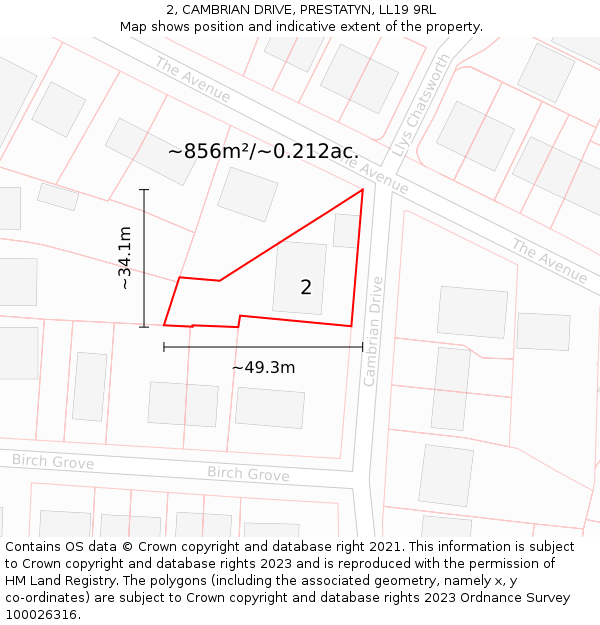2, CAMBRIAN DRIVE, PRESTATYN, LL19 9RL: Plot and title map