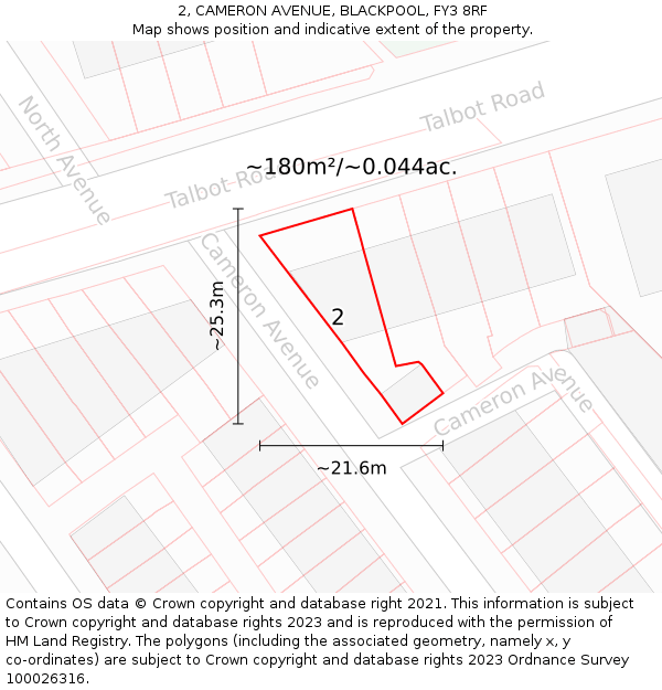 2, CAMERON AVENUE, BLACKPOOL, FY3 8RF: Plot and title map