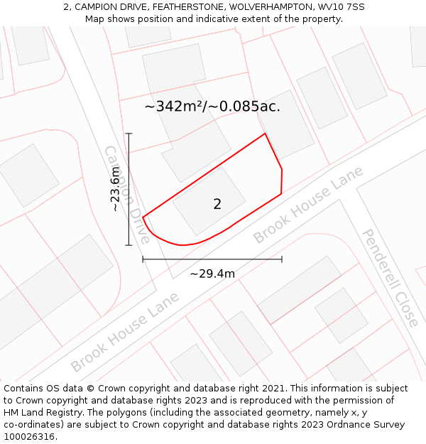 2, CAMPION DRIVE, FEATHERSTONE, WOLVERHAMPTON, WV10 7SS: Plot and title map