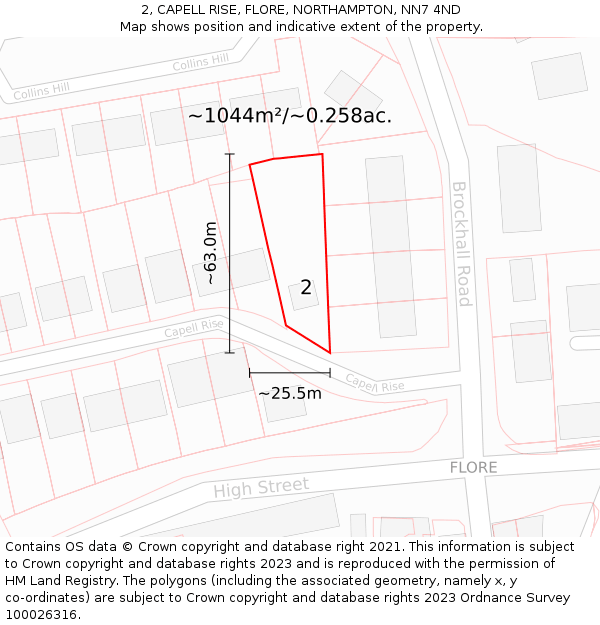 2, CAPELL RISE, FLORE, NORTHAMPTON, NN7 4ND: Plot and title map