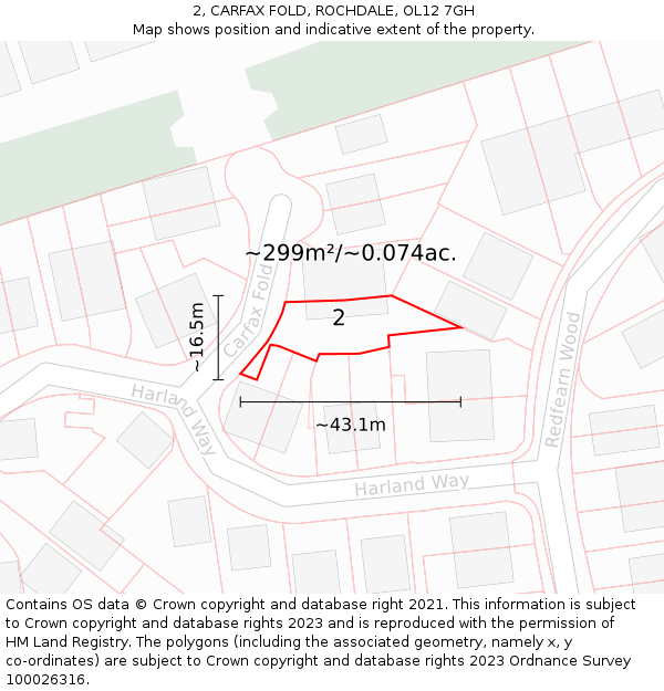 2, CARFAX FOLD, ROCHDALE, OL12 7GH: Plot and title map