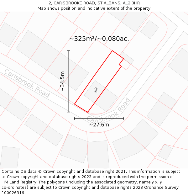 2, CARISBROOKE ROAD, ST ALBANS, AL2 3HR: Plot and title map