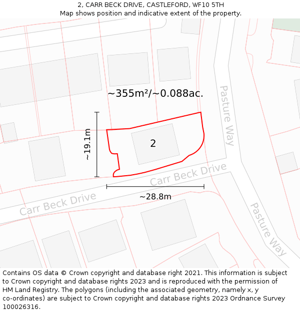 2, CARR BECK DRIVE, CASTLEFORD, WF10 5TH: Plot and title map