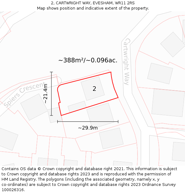 2, CARTWRIGHT WAY, EVESHAM, WR11 2RS: Plot and title map