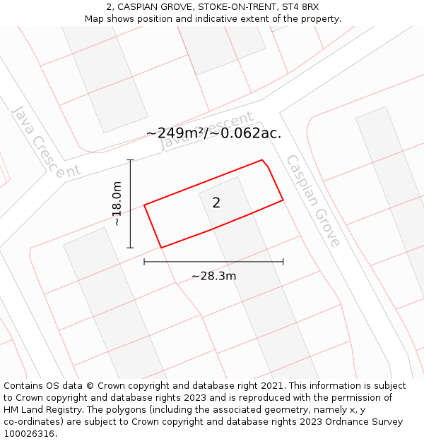 2, CASPIAN GROVE, STOKE-ON-TRENT, ST4 8RX: Plot and title map