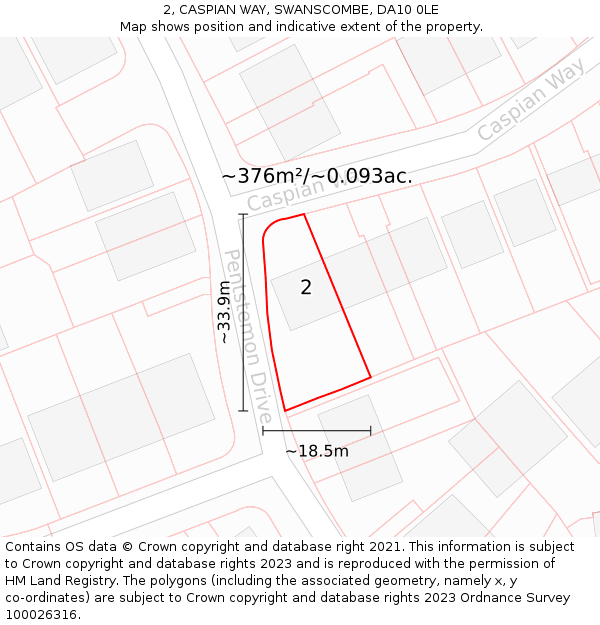 2, CASPIAN WAY, SWANSCOMBE, DA10 0LE: Plot and title map