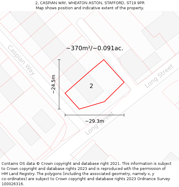 2, CASPIAN WAY, WHEATON ASTON, STAFFORD, ST19 9PR: Plot and title map