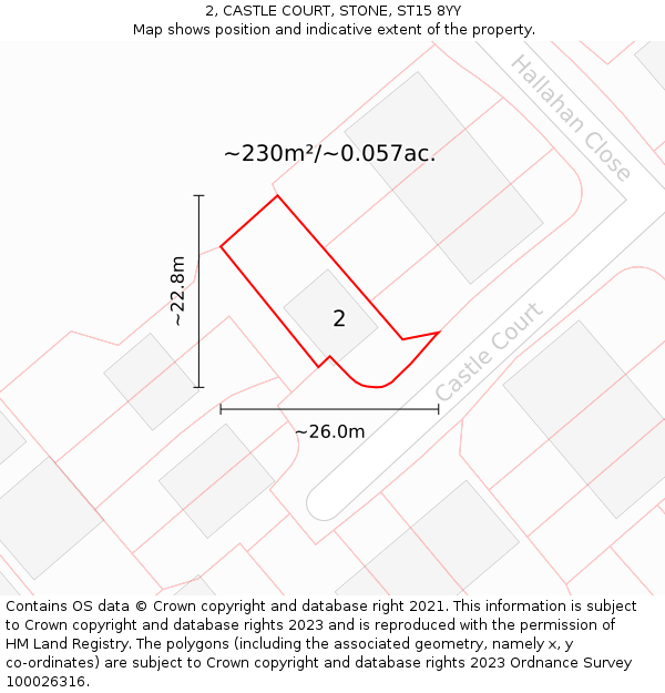 2, CASTLE COURT, STONE, ST15 8YY: Plot and title map