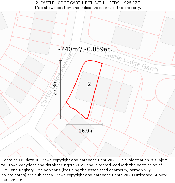 2, CASTLE LODGE GARTH, ROTHWELL, LEEDS, LS26 0ZE: Plot and title map