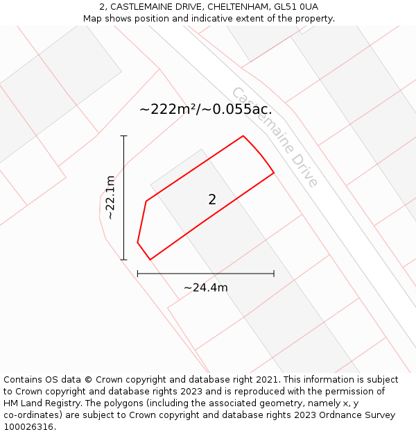 2, CASTLEMAINE DRIVE, CHELTENHAM, GL51 0UA: Plot and title map