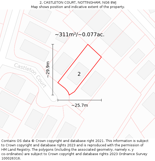2, CASTLETON COURT, NOTTINGHAM, NG6 8WJ: Plot and title map