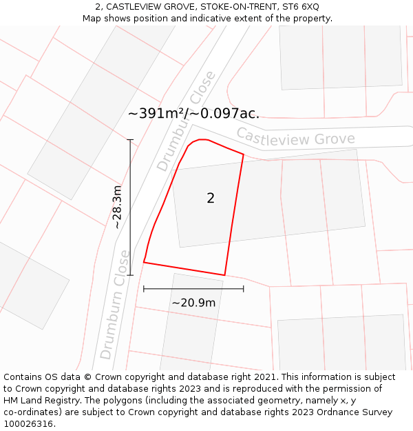 2, CASTLEVIEW GROVE, STOKE-ON-TRENT, ST6 6XQ: Plot and title map