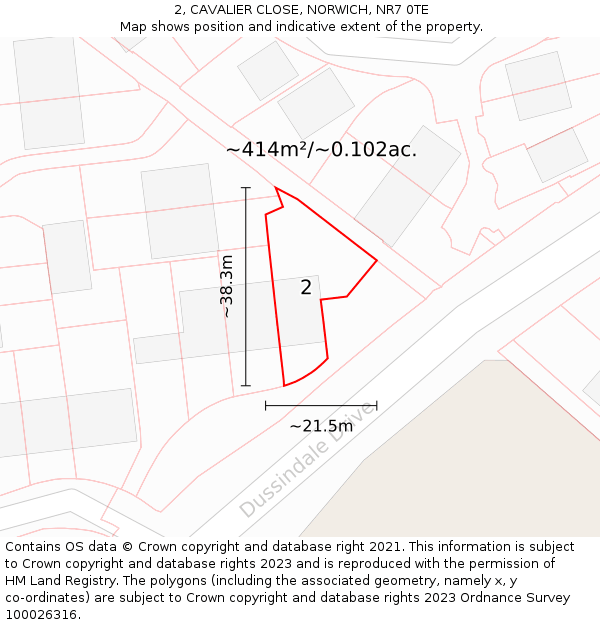 2, CAVALIER CLOSE, NORWICH, NR7 0TE: Plot and title map