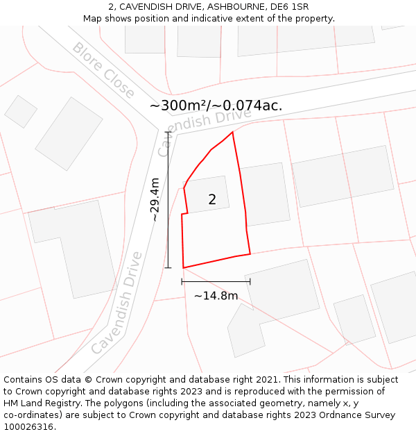 2, CAVENDISH DRIVE, ASHBOURNE, DE6 1SR: Plot and title map