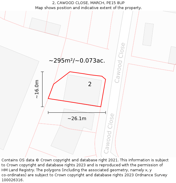 2, CAWOOD CLOSE, MARCH, PE15 8UP: Plot and title map