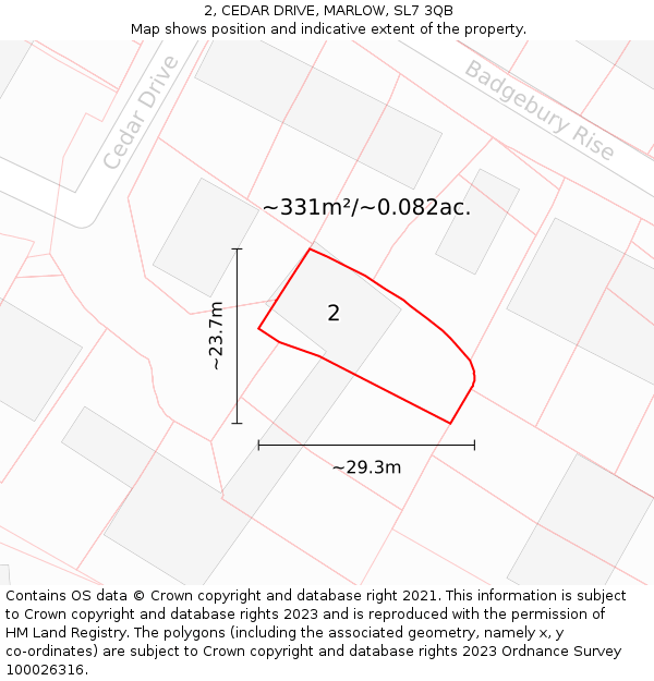 2, CEDAR DRIVE, MARLOW, SL7 3QB: Plot and title map