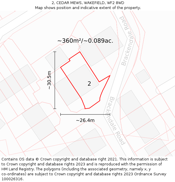 2, CEDAR MEWS, WAKEFIELD, WF2 8WD: Plot and title map