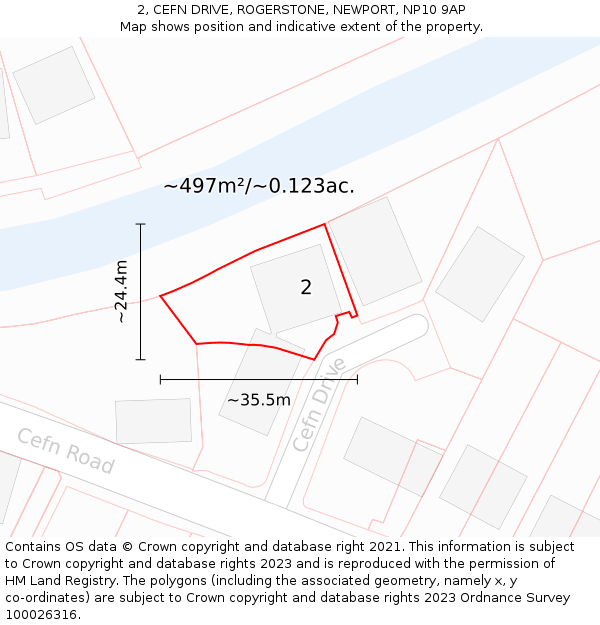 2, CEFN DRIVE, ROGERSTONE, NEWPORT, NP10 9AP: Plot and title map