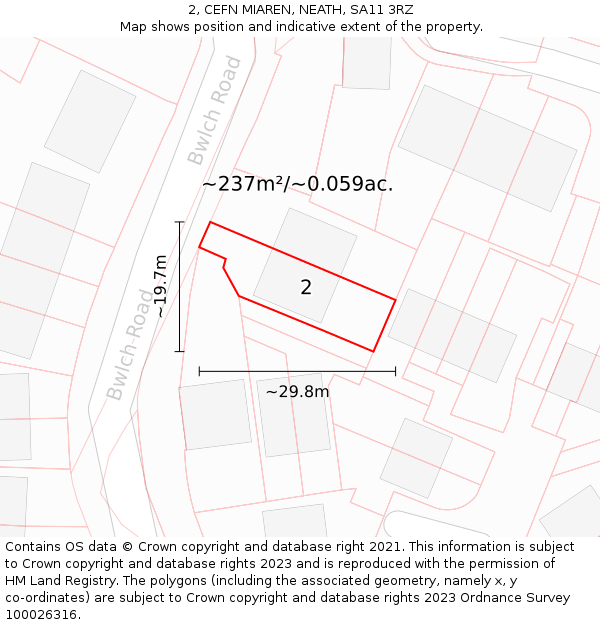 2, CEFN MIAREN, NEATH, SA11 3RZ: Plot and title map