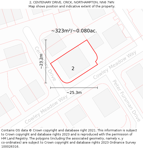 2, CENTENARY DRIVE, CRICK, NORTHAMPTON, NN6 7WN: Plot and title map