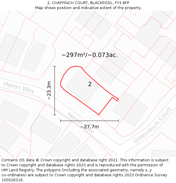 2, CHAFFINCH COURT, BLACKPOOL, FY3 8FP: Plot and title map