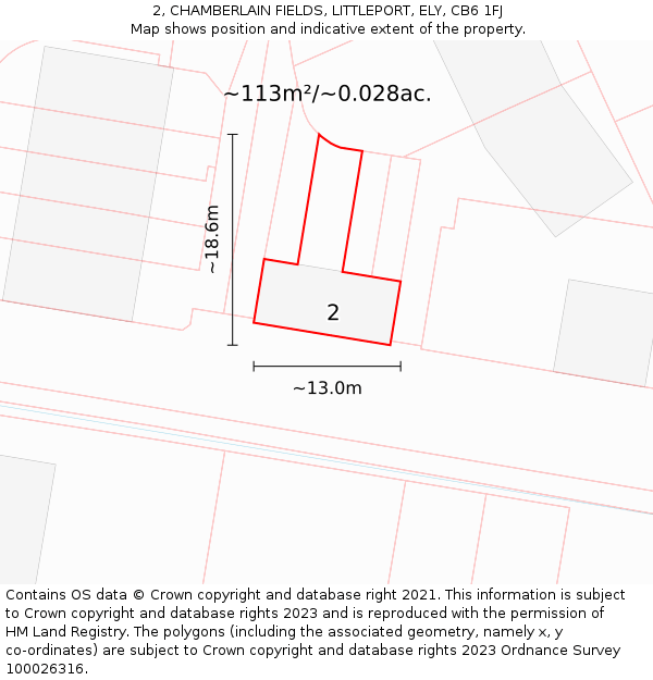 2, CHAMBERLAIN FIELDS, LITTLEPORT, ELY, CB6 1FJ: Plot and title map