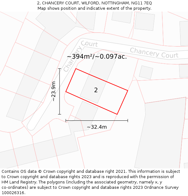 2, CHANCERY COURT, WILFORD, NOTTINGHAM, NG11 7EQ: Plot and title map