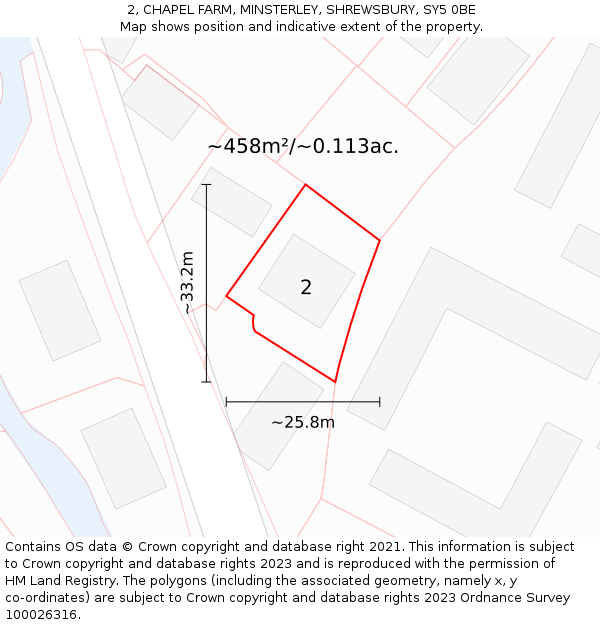 2, CHAPEL FARM, MINSTERLEY, SHREWSBURY, SY5 0BE: Plot and title map