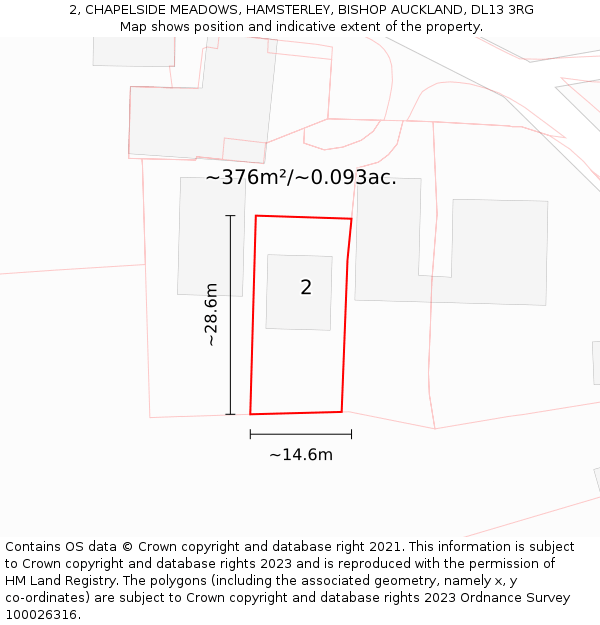 2, CHAPELSIDE MEADOWS, HAMSTERLEY, BISHOP AUCKLAND, DL13 3RG: Plot and title map