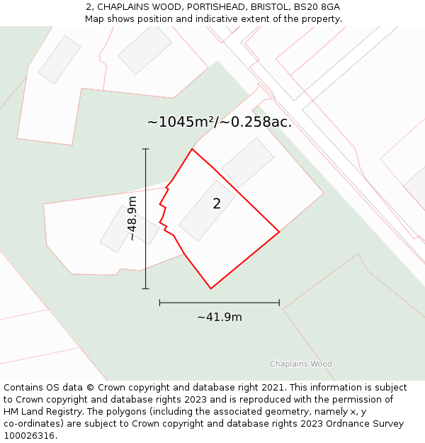 2, CHAPLAINS WOOD, PORTISHEAD, BRISTOL, BS20 8GA: Plot and title map