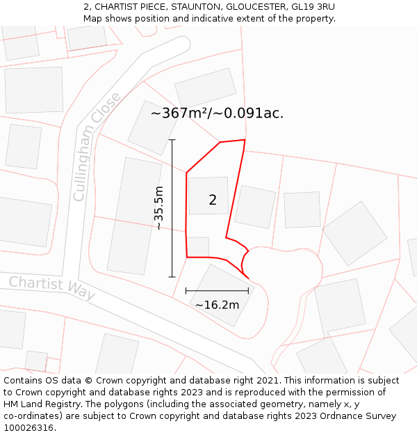 2, CHARTIST PIECE, STAUNTON, GLOUCESTER, GL19 3RU: Plot and title map