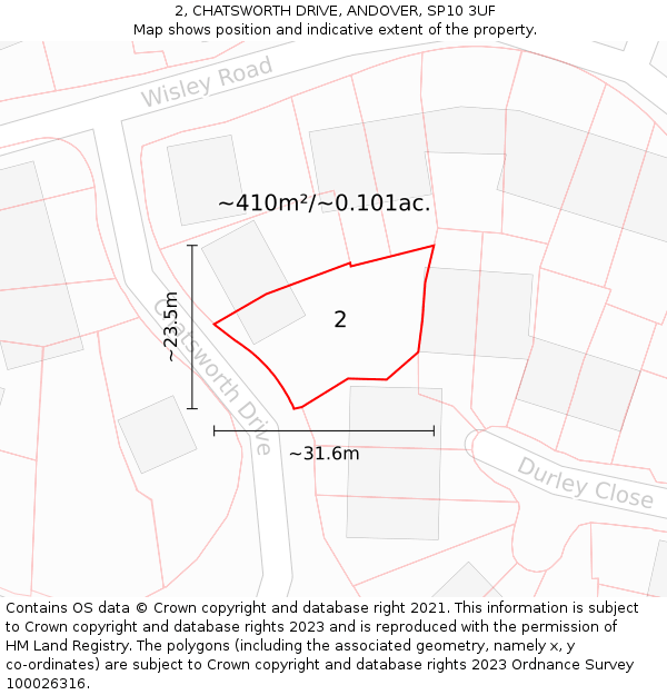 2, CHATSWORTH DRIVE, ANDOVER, SP10 3UF: Plot and title map