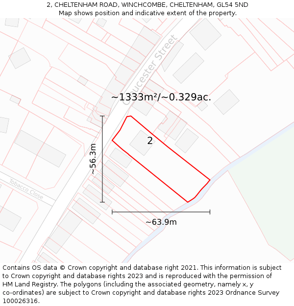 2, CHELTENHAM ROAD, WINCHCOMBE, CHELTENHAM, GL54 5ND: Plot and title map