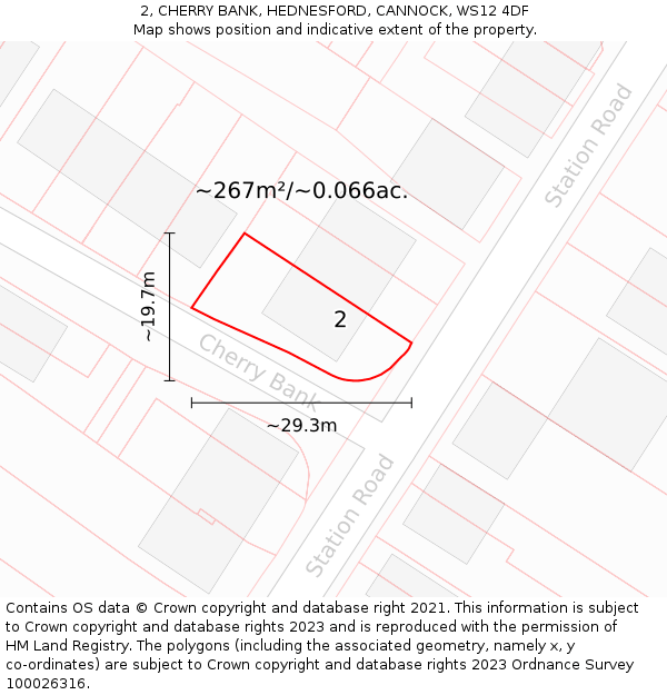 2, CHERRY BANK, HEDNESFORD, CANNOCK, WS12 4DF: Plot and title map